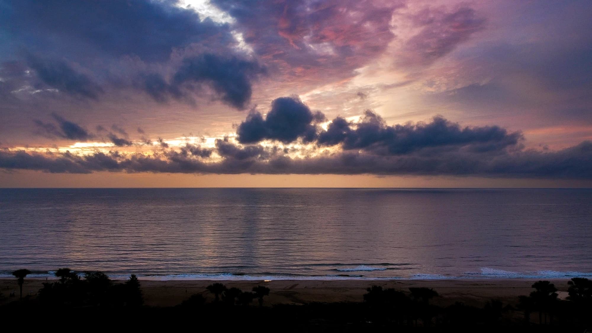 Aerial photograph of a sunset over The Gambia