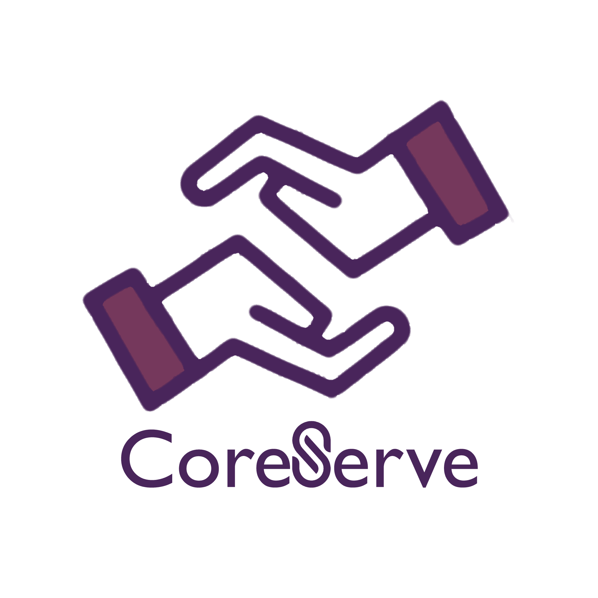 CoreServe Foundation logo — two clasping hands above the CoreServe wordmark with a stylized infinity-S
